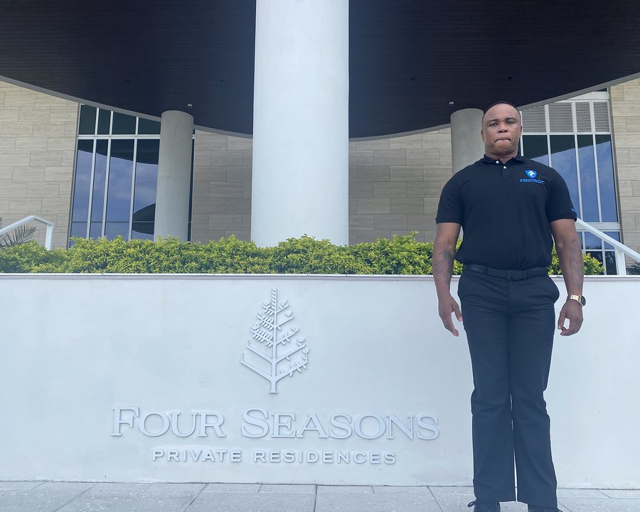 Foxtrot Security officer on post at Four Seasons Private Residences, South Florida