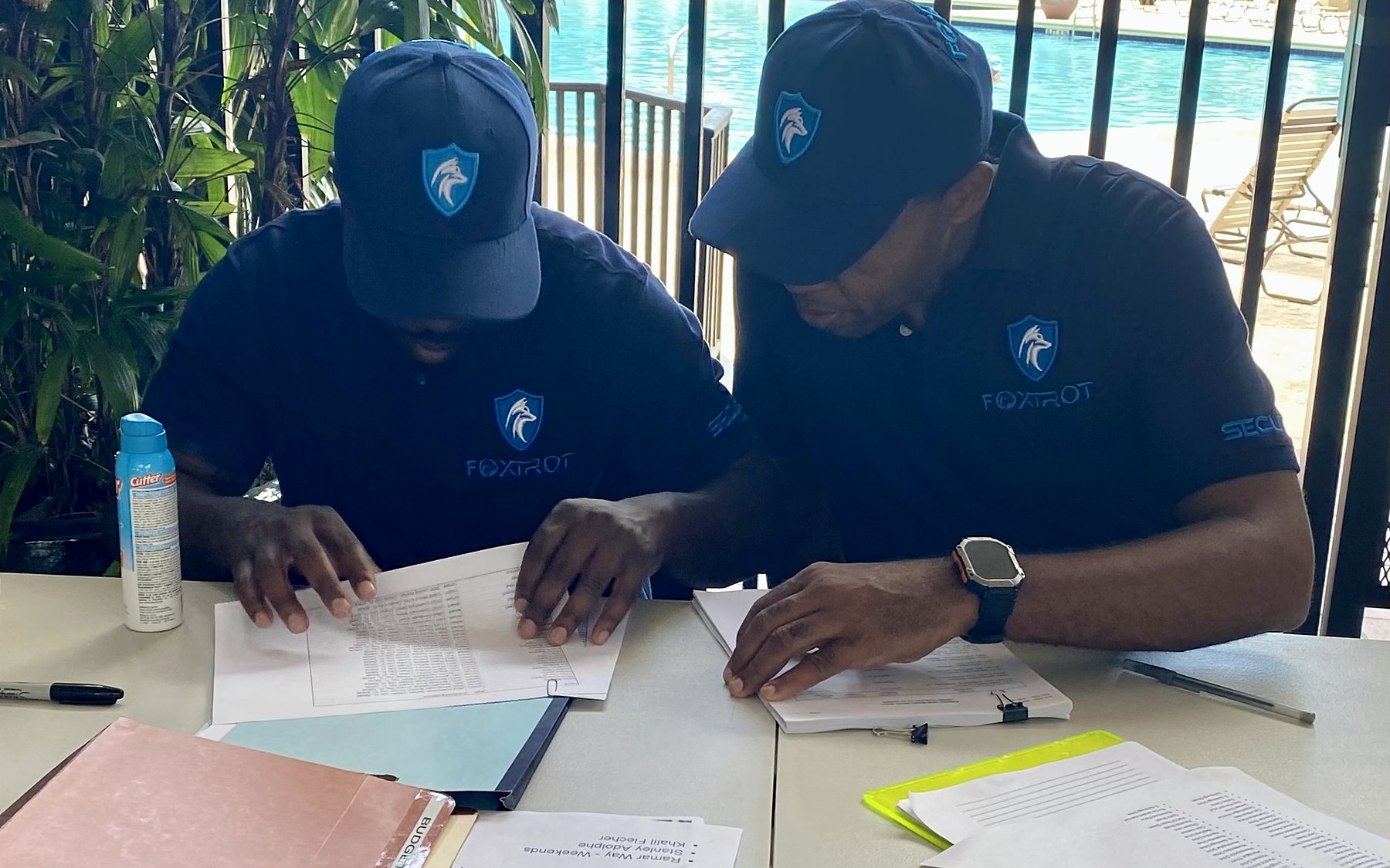 Foxtrot officers completing training and enrollment paperwork on site